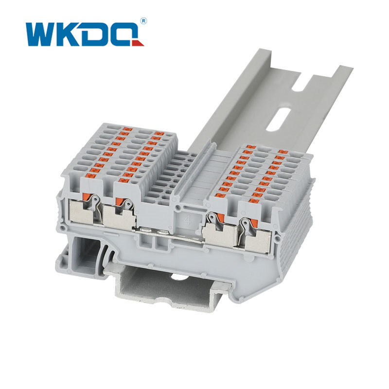 Din Rail Push In Connection Screw Terminal Wire Connectors CE / RoHS Certification