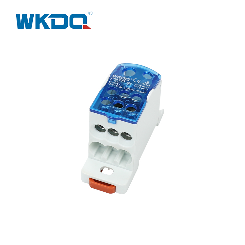 Din Rail UKK 125A Unipolar Mini Electrical Power Distribution Terminal Block , Screw Connector Block In Blue and Grey