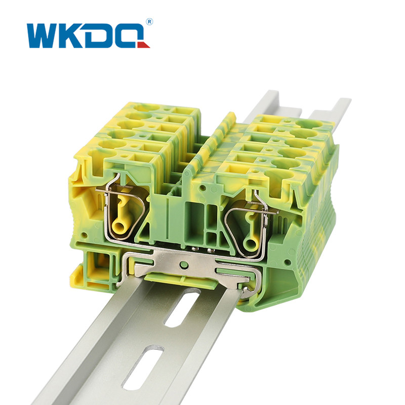 JST 6 PE Universal Din Rail Power Distribution Block , Spring Loaded Wire Connector PE Ground