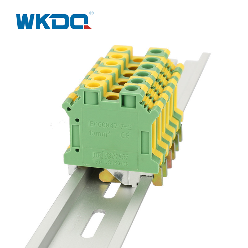 JUSLKG 10N UK Ground Electrical Terminal Block , Screw Terminal Wire Connectors Rail Type Low Voltage Earth PE