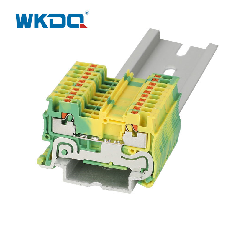 Yellow Green Conductor Protect Grounding Terminal Blocks Flame Resistant Nylon